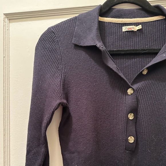 Faherty Navy Blue Long Sleeve Polo Sweater, Size: M - Picture 6 of 7